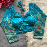 Banarasi Brocade Ready-Made Full Stitched Designer Blouse for Women - Elbow Sleeves with Zari Bird Weaving