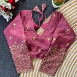 Embroidered Readymade Saree Blouse for Women – Fully Stitched Designer Blouse with Golden Thread Work | Festive & Wedding Wear