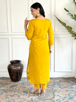 Sunshine Yellow Embroidered Chanderi Silk Kurta Set with Printed Jacquard Butti Dupatta