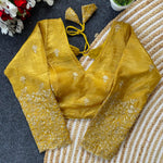 Embroidered Readymade Saree Blouse for Women – Fully Stitched Designer Blouse with Golden Thread Work | Festive & Wedding Wear