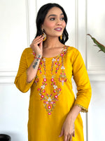 Sunshine Yellow Embroidered Chanderi Silk Kurta Set with Printed Jacquard Butti Dupatta