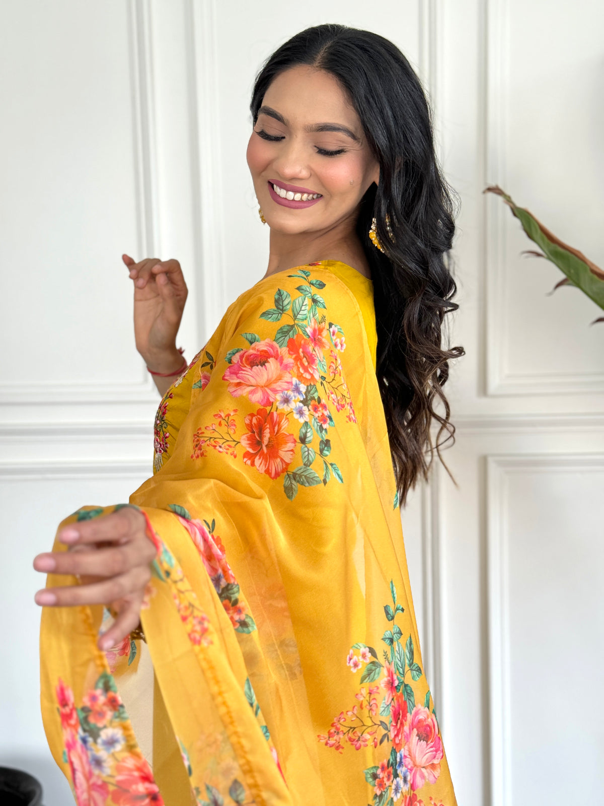 Sunshine Yellow Embroidered Chanderi Silk Kurta Set with Printed Jacquard Butti Dupatta