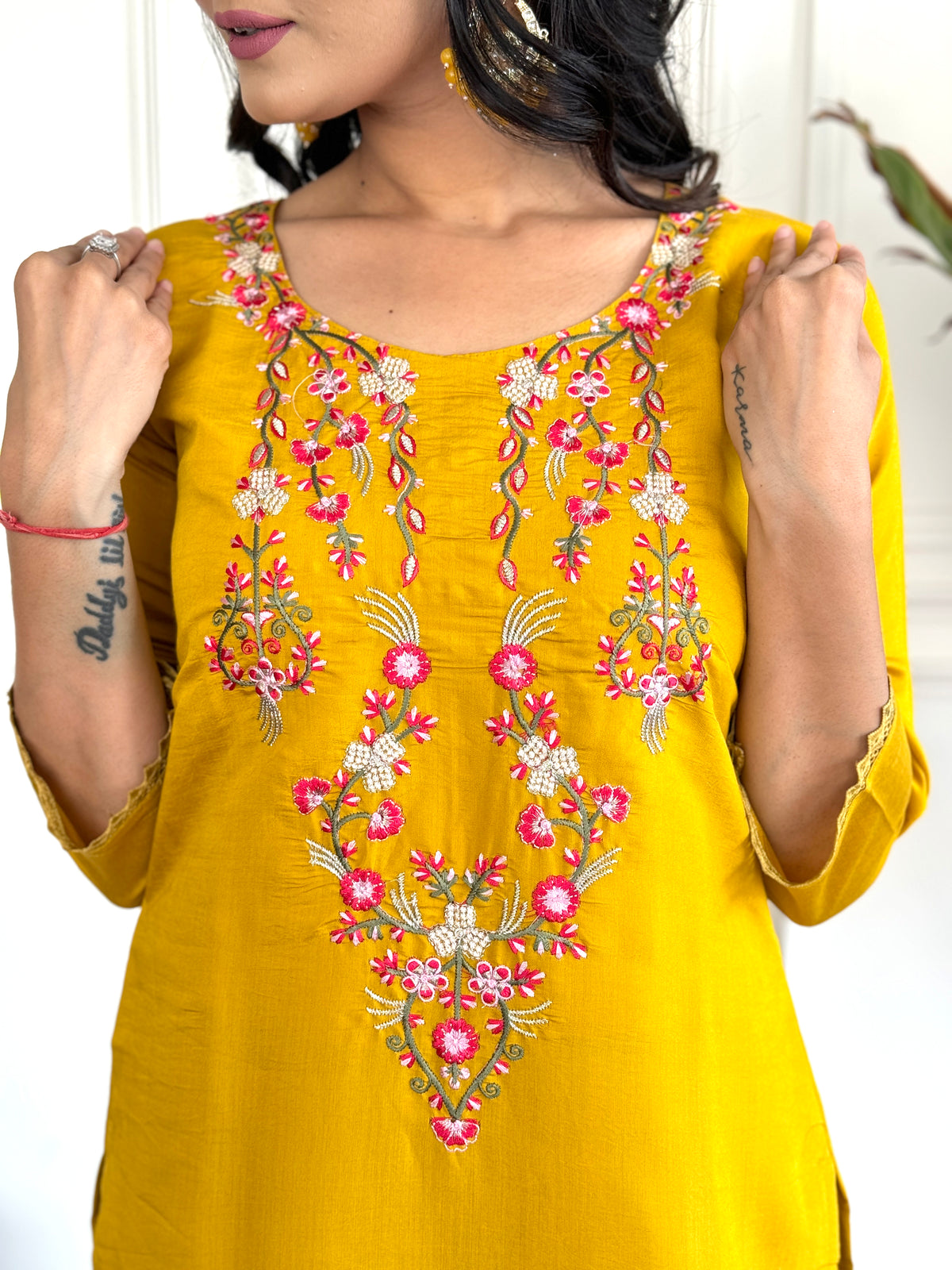 Sunshine Yellow Embroidered Chanderi Silk Kurta Set with Printed Jacquard Butti Dupatta