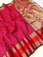 pink Soft Silk Saree with Golden Zari Weaving and Rich Pallu