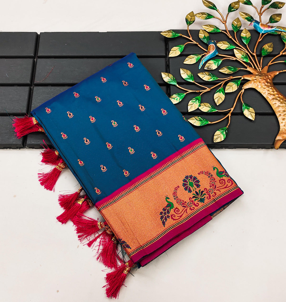 pure heavy Soft paithani silk saree zari weawing designer Meenakari two toned reach fabrics reach pallu saree for women