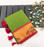 Parrot Green Pure Paithani Silk Saree with Exquisite Meenakari Zari Weaving saree for women
