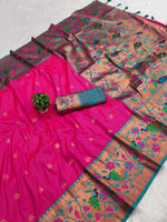 Elegant Pink Soft Pethani Silk Saree with Rich Meenakari Weaving Saree For Women