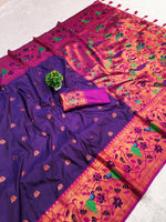 Regal Purple Soft Pethani Silk Saree with Exquisite Meenakari Weaving Saree For Women