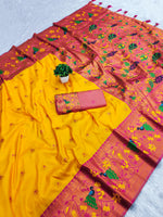 Majestic Yellow-Pink Soft Pethani Silk Saree with Exquisite Meenakari Weaving Saree For Women