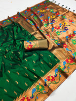 Regal Green and Gold Soft Pethani Silk Saree Saree For Women