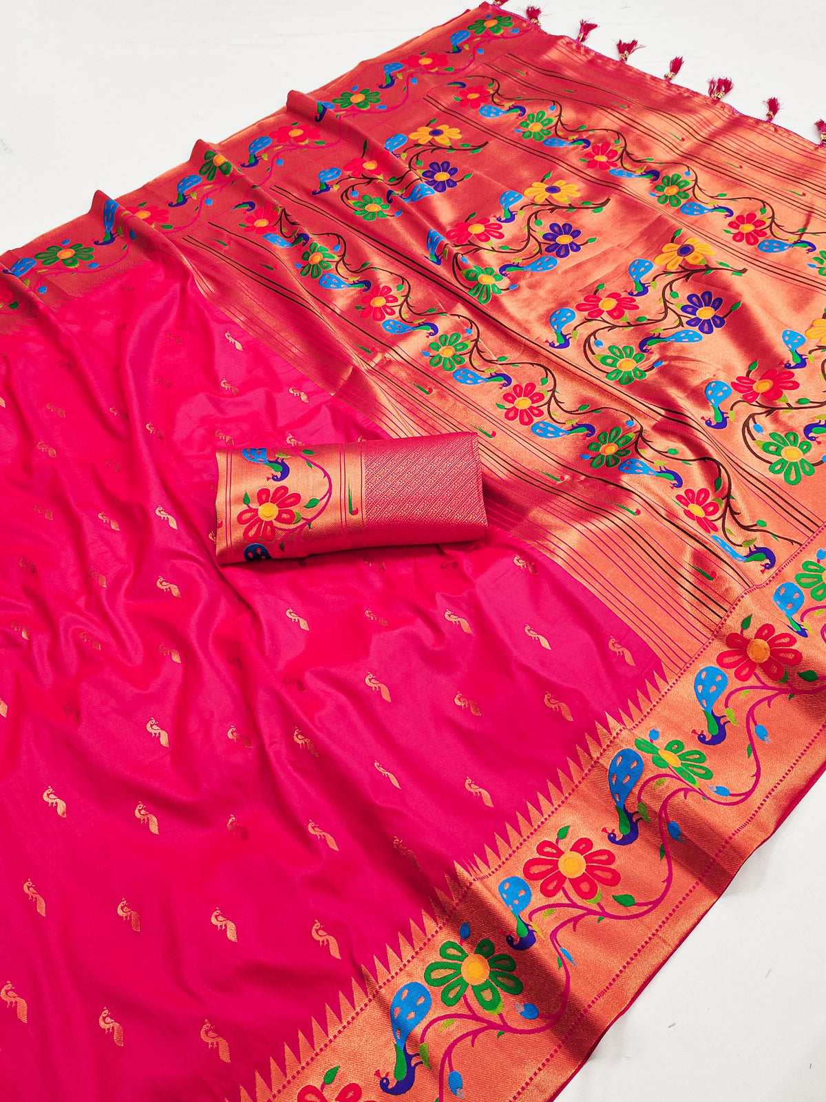 Red And Gold Soft Pethani Silk Saree For Women