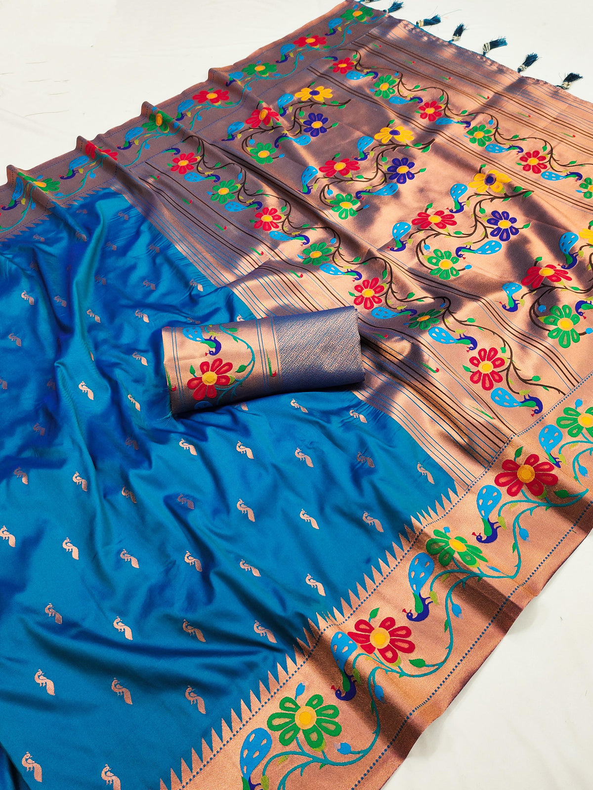 Sky Blue Soft Pethani Silk Grand Occasion Saree For Women