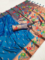 Sky Blue Soft Pethani Silk Grand Occasion Saree For Women