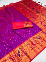 Wine Pink Exquisite Paithani Zari Weaving Rich Pallu Saree Silk Saree