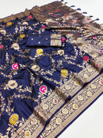 Royal Blue Banarasi Soft Silk Saree with Golden Zari Weaving