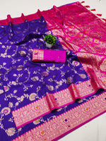 Royal Blue and Pink Banarasi Silk Saree Timeless Elegance saree for women
