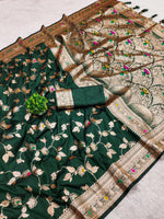 Elegant Bottle Green Banarasi Silk Saree Timeless Classic