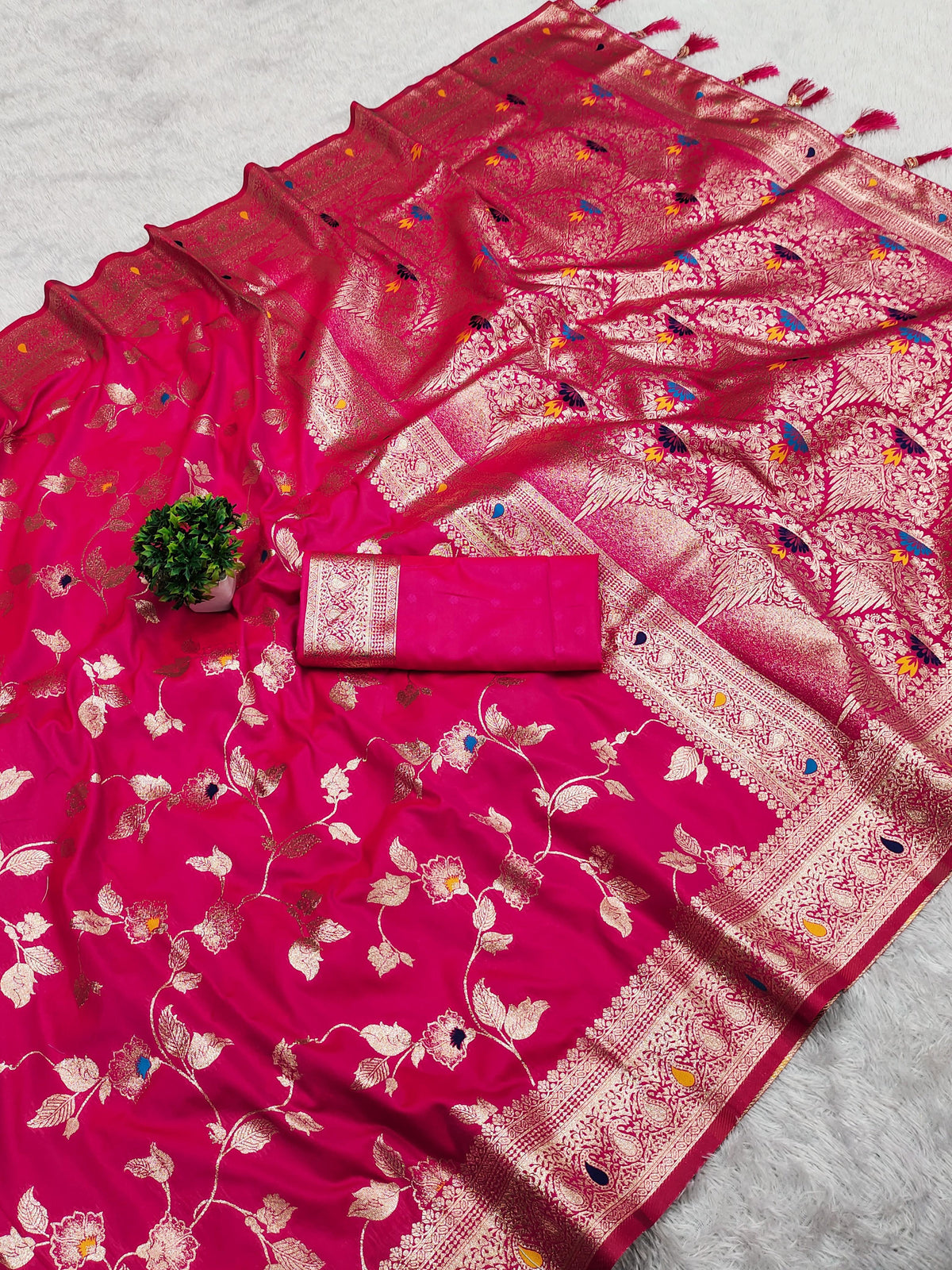 Elegant Rani Pink Banarasi Silk Saree A Regal Masterpiece for Every Occasion Saree For Women
