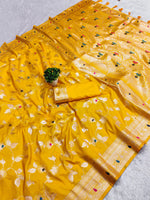 Radiant Yellow Banarasi Silk Saree with Exquisite Zari Weaving Saree For Women