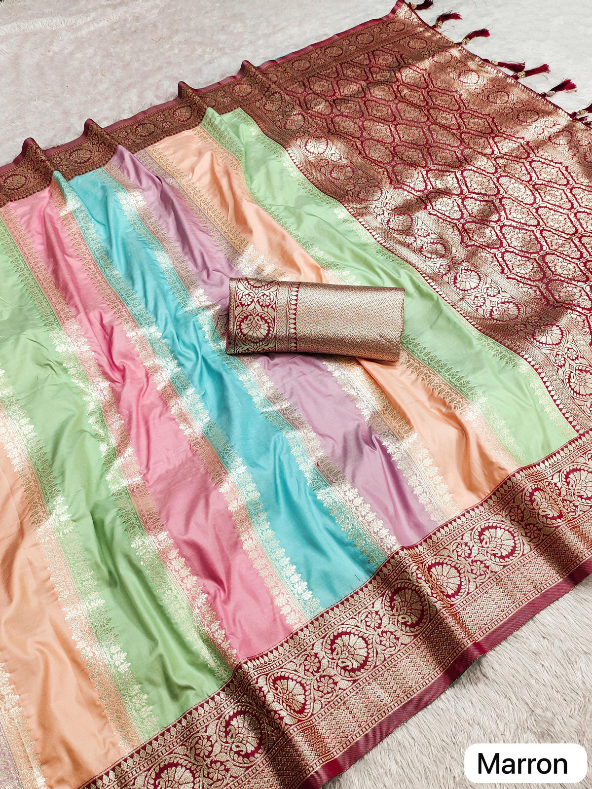 Elegant Maroon and Multicolor Banarasi Silk Saree Timeless Masterpiece