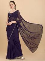 shining rangoli satin silk solid with beautiful sequned embellished lace border saree