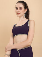 shining rangoli satin silk solid with beautiful sequned embellished lace border saree