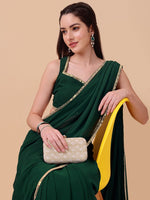 shining rangoli satin silk solid with beautiful sequned embellished lace border saree