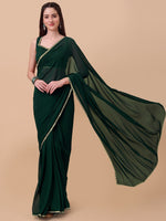 shining rangoli satin silk solid with beautiful sequned embellished lace border saree