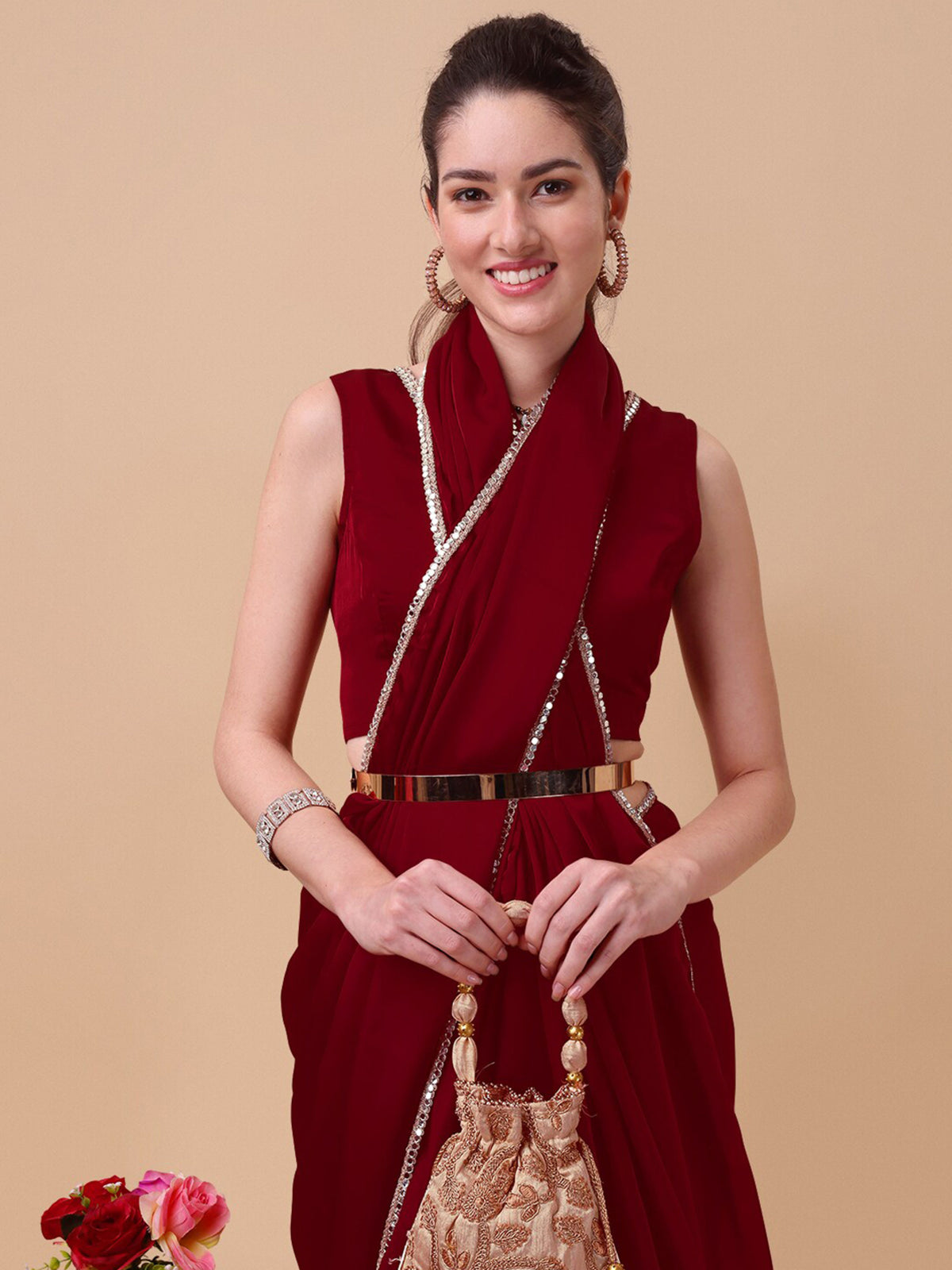 shining rangoli satin silk solid with beautiful sequned embellished lace border saree