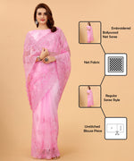Pink Soft Net Ethnic Motif net Embroidery Party Wear C-Pallu Saree