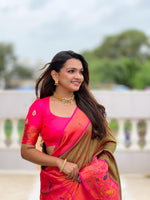 Majestic Mehendi Green Paithani Soft Silk with tessels Saree for women