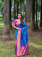 pure heavy Soft paithani silk saree zari weawing designer Meenakari two toned reach fabrics reach pallu saree for women