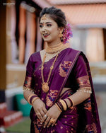 Purple Paithani Silk Saree with Gold Zari & Peacock Motif - Bridal & Festive Traditional Wear