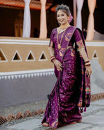 Purple Paithani Silk Saree with Gold Zari & Peacock Motif - Bridal & Festive Traditional Wear