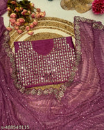 Onion Pink Georgette Saree with Heavy Real Mirror and sequined Work | Designer Saree with Blouse for Wedding & Party