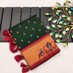 Majestic Green Pure Heavy Paithani Silk Saree A Masterpiece of Zari and Meenakari Weaving