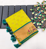 Lemon Yellow Pure Paithani Silk Saree with Exquisite Meenakari Zari Weaving saree for women