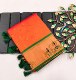 Orange Pure Paithani Silk Saree with Exquisite Meenakari Zari Weaving saree for women