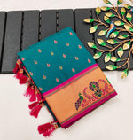 Teal Green Soft Pethani Silk Saree with Exquisite Meenakari Weaving Saree For Women