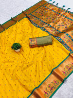 Radiant Yellow Soft Pethani Silk Saree with Exquisite Meenakari Weaving Saree For Women