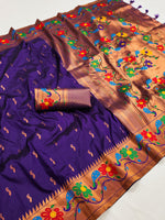 Majestic Purple and Gold Soft Pethani Silk Saree For Women