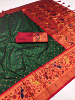 Elegant Green Paithani Silk Saree For Women