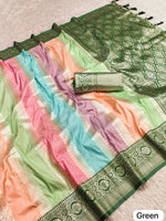 Stunning Green And Multicolor Banarasi Silk Perfect Blend of Tradition And Elegance Saree For Women
