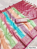 Enchanting Rani Pink And Pastel Banarasi Silk Saree A Statement of Elegance