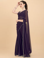 shining rangoli satin silk solid with beautiful sequned embellished lace border saree