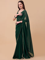shining rangoli satin silk solid with beautiful sequned embellished lace border saree