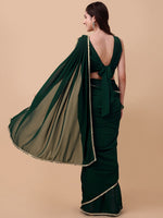 shining rangoli satin silk solid with beautiful sequned embellished lace border saree