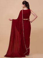 shining rangoli satin silk solid with beautiful sequned embellished lace border saree