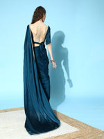 shining rangoli satin silk solid with beautiful sequned embellished lace border saree