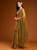 Chiffon Two-Toned Crushed Saree with Beads & Stone Embellishments – Elegant Party & Festive Wear